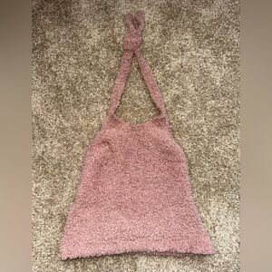 SKIMS Textured Pink Halter Camisole